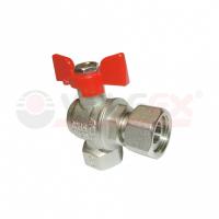 Кран шаровой латунный PREMIUM для ВОДЫ 3/4" ВР/ВР бабочка, угловой с накид. г.,НИК-Й VALFEX 11Б27фт1